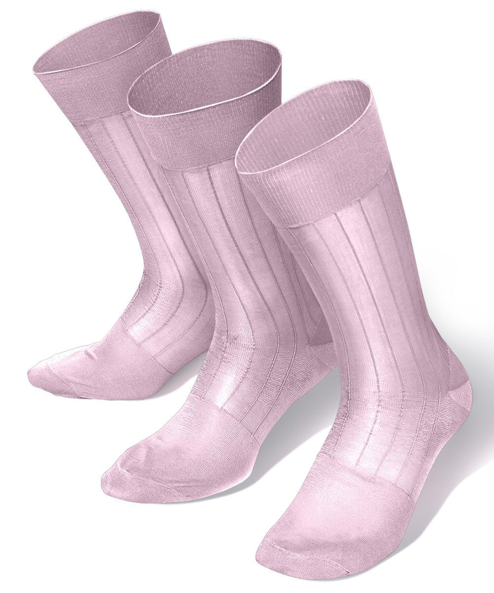 Vittorio Farina Men's Ribbed Shear Nylon Anklet Dress Socks - Pink - Socks - Vittorio Farina