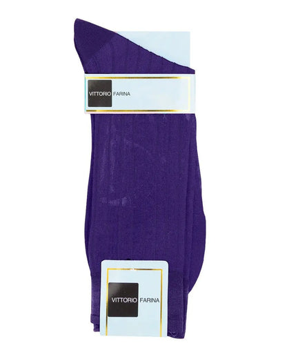 Vittorio Farina Men's Ribbed Shear Nylon Anklet Dress Socks - Purple - Socks - Vittorio Farina