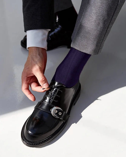 Vittorio Farina Men's Ribbed Shear Nylon Anklet Dress Socks - Purple - Socks - Vittorio Farina