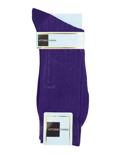Vittorio Farina Men's Ribbed Shear Nylon Anklet Dress Socks - Purple - Socks - Vittorio Farina