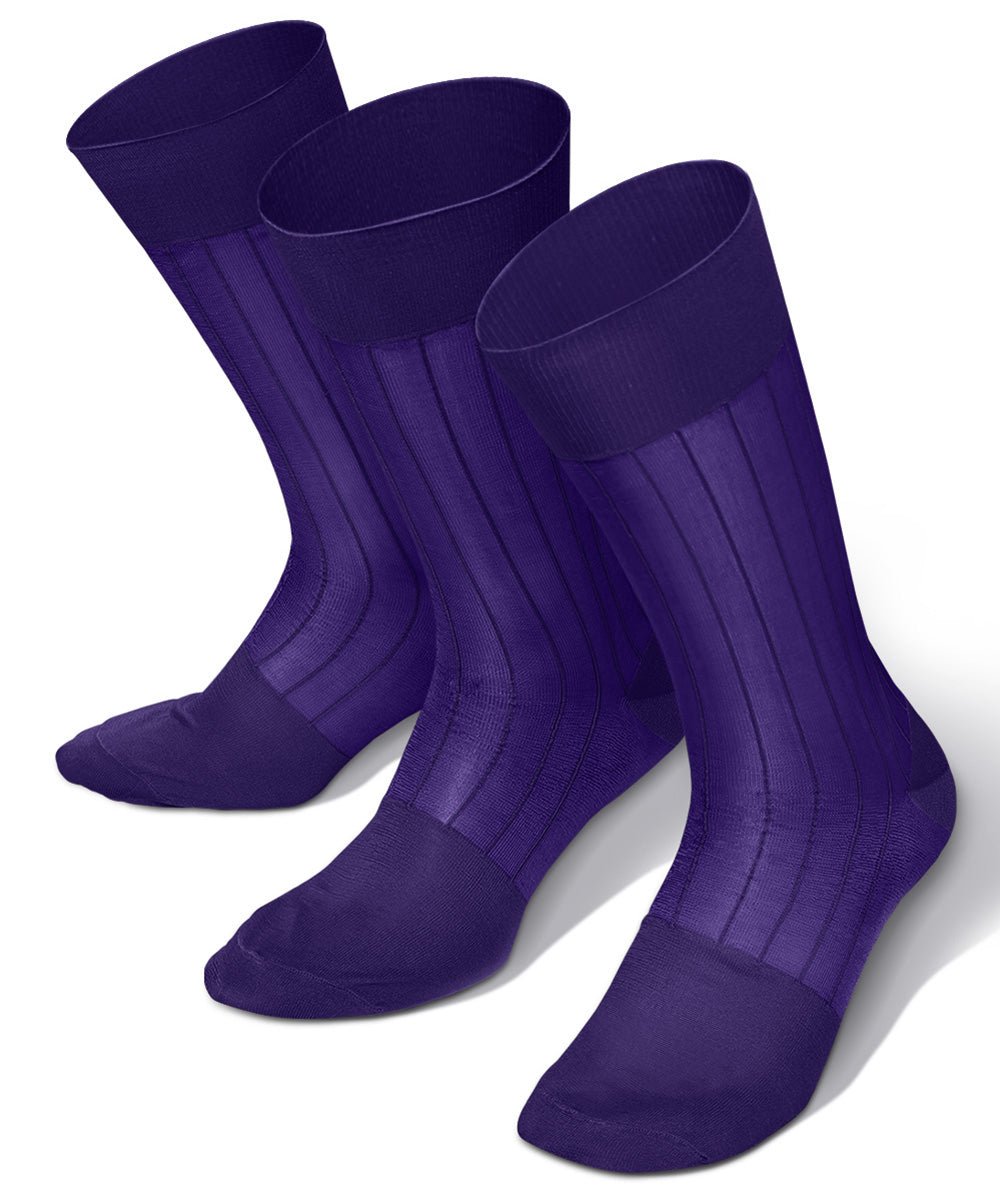 Vittorio Farina Men's Ribbed Shear Nylon Anklet Dress Socks - Purple - Socks - Vittorio Farina