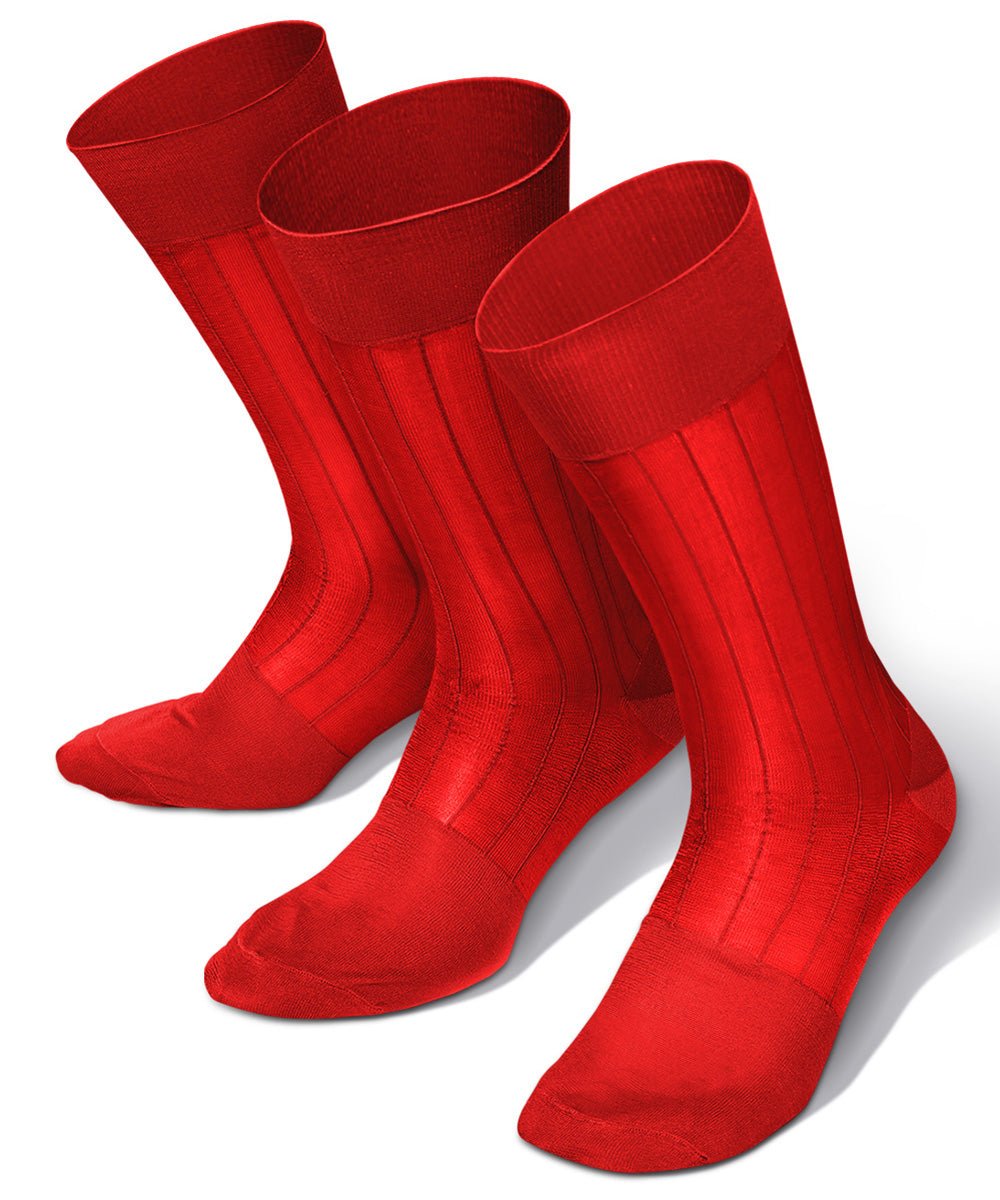 Vittorio Farina Men's Ribbed Shear Nylon Anklet Dress Socks - Red - Socks - Vittorio Farina