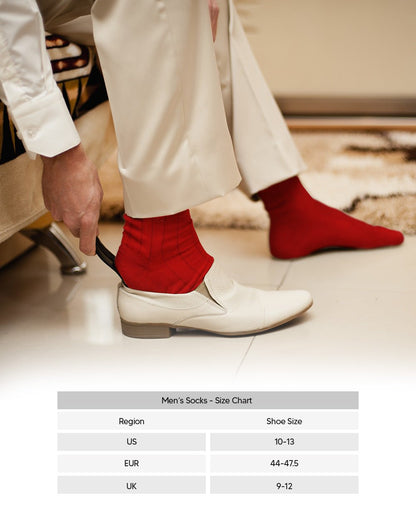 Vittorio Farina Men's Ribbed Shear Nylon Anklet Dress Socks - Red - Socks - Vittorio Farina