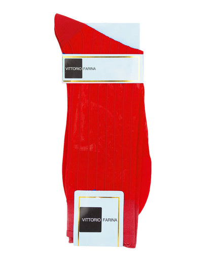 Vittorio Farina Men's Ribbed Shear Nylon Anklet Dress Socks - Red - Socks - Vittorio Farina