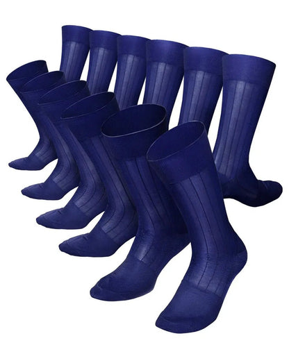 Vittorio Farina Men's Ribbed Shear Nylon Anklet Dress Socks - Royal Blue - Socks - Vittorio Farina