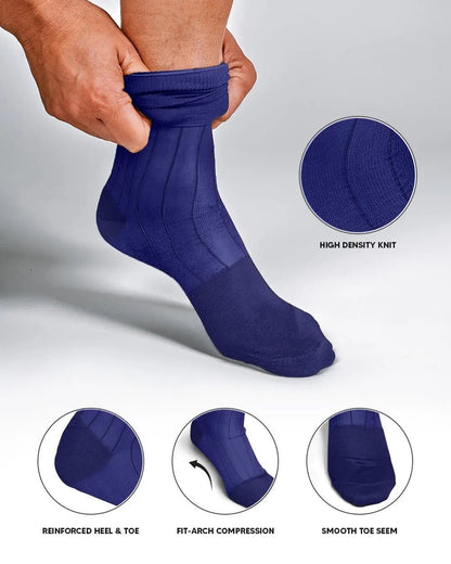 Vittorio Farina Men's Ribbed Shear Nylon Anklet Dress Socks - Royal Blue - Socks - Vittorio Farina