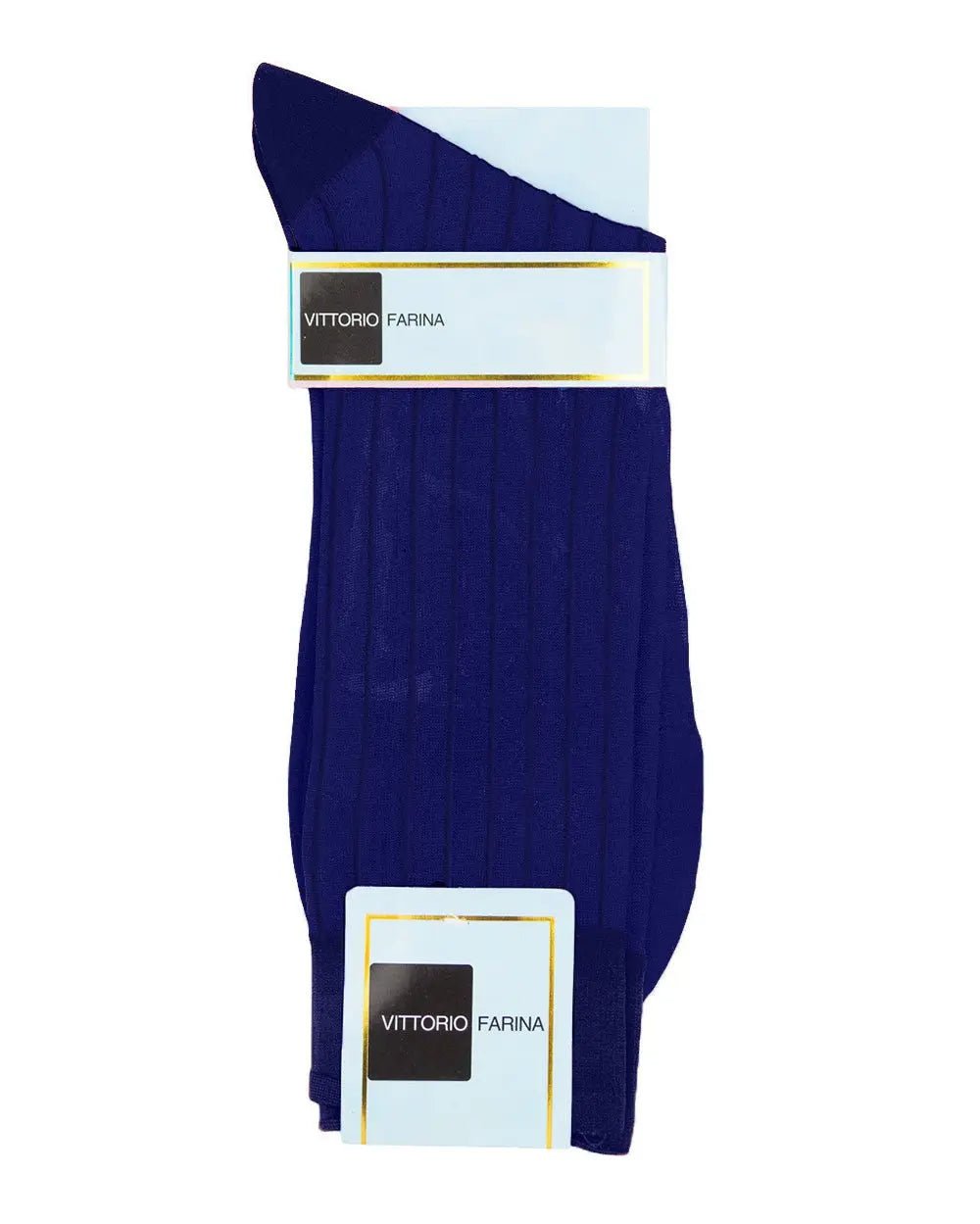 Vittorio Farina Men's Ribbed Shear Nylon Anklet Dress Socks - Royal Blue - Socks - Vittorio Farina