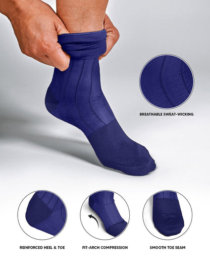 Vittorio Farina Men's Ribbed Shear Nylon Anklet Dress Socks - Royal Blue - Socks - Vittorio Farina