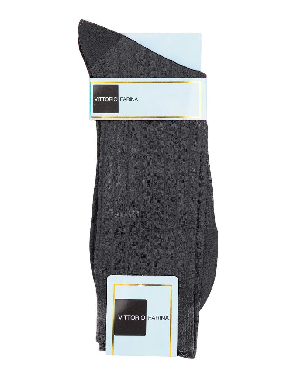Vittorio Farina Men's Ribbed Shear Nylon Anklet Dress Socks - Black - Socks - Vittorio Farina