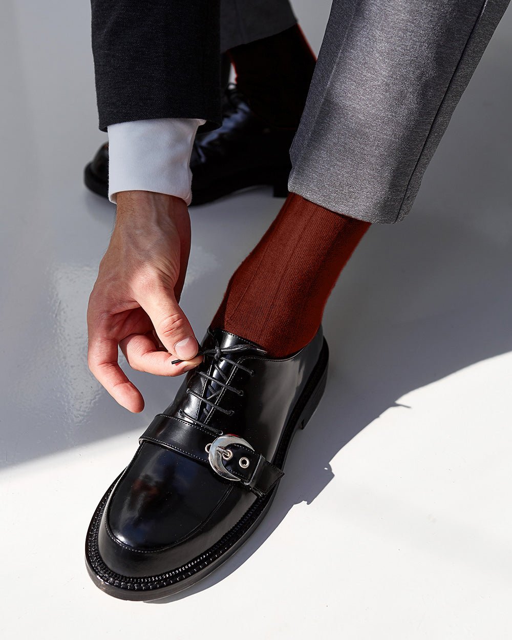 Vittorio Farina Men's Ribbed Shear Nylon Anklet Dress Socks - Black - Socks - Vittorio Farina