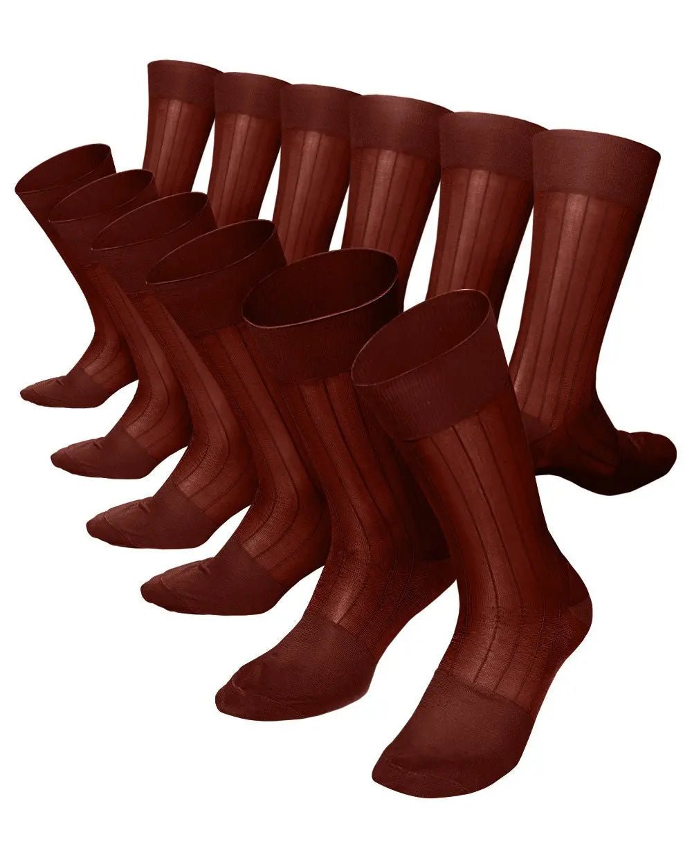 Vittorio Farina Men's Ribbed Shear Nylon Anklet Dress Socks - Rust Red - Socks - Vittorio Farina