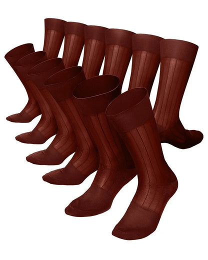 Vittorio Farina Men's Ribbed Shear Nylon Anklet Dress Socks - Rust Red - Socks - Vittorio Farina