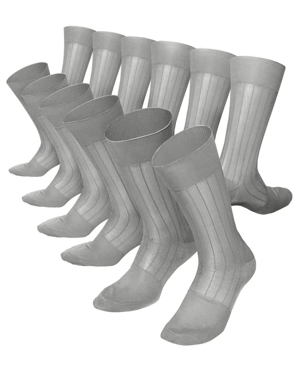 Vittorio Farina Men's Ribbed Shear Nylon Anklet Dress Socks - Silver - Socks - Vittorio Farina