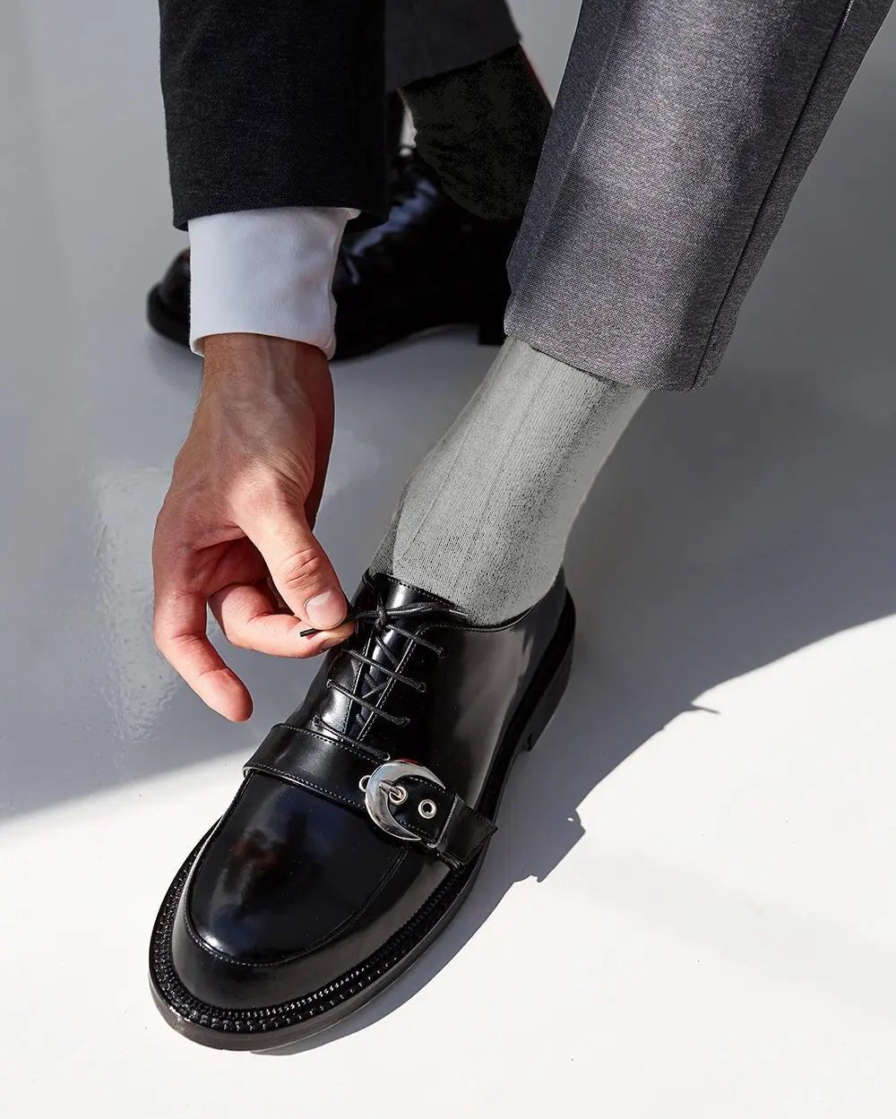 Vittorio Farina Men's Ribbed Shear Nylon Anklet Dress Socks - Silver - Socks - Vittorio Farina