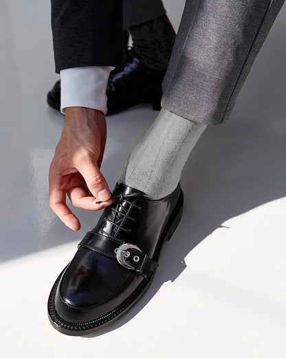 Vittorio Farina Men's Ribbed Shear Nylon Anklet Dress Socks - Silver - Socks - Vittorio Farina
