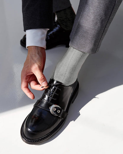 Vittorio Farina Men's Ribbed Shear Nylon Anklet Dress Socks - Silver - Socks - Vittorio Farina