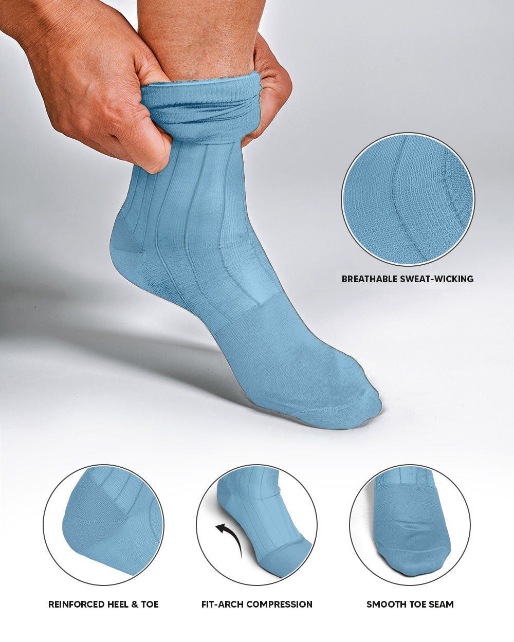Vittorio Farina Men's Ribbed Shear Nylon Anklet Dress Socks - Silver - Socks - Vittorio Farina