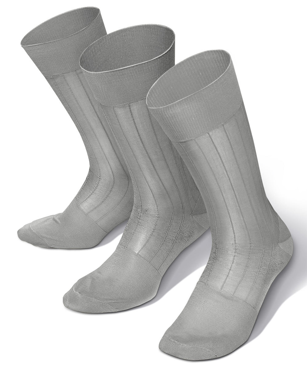 Vittorio Farina Men's Ribbed Shear Nylon Anklet Dress Socks - Silver - Socks - Vittorio Farina