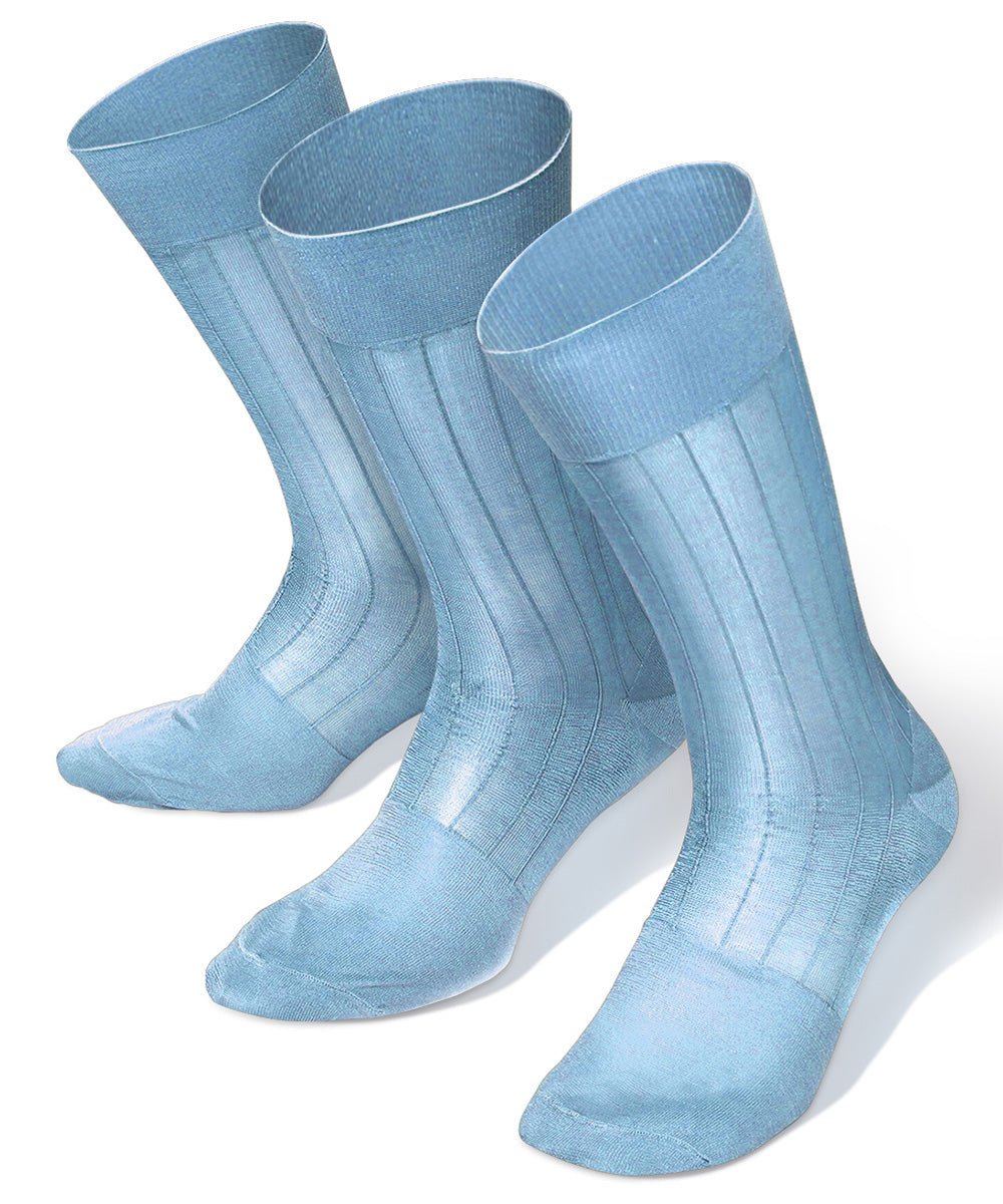 Vittorio Farina Men's Ribbed Shear Nylon Anklet Dress Socks - Silver - Socks - Vittorio Farina