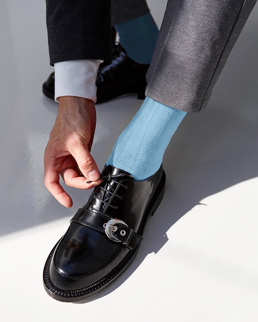 Vittorio Farina Men's Ribbed Shear Nylon Anklet Dress Socks - Silver - Socks - Vittorio Farina