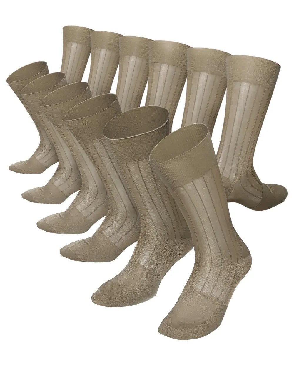 Vittorio Farina Men's Ribbed Shear Nylon Anklet Dress Socks - Taupe - Socks - Vittorio Farina