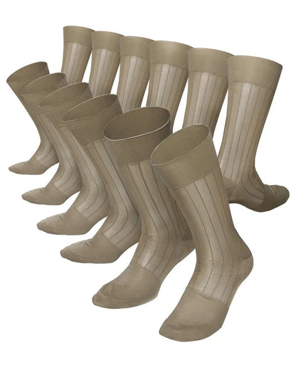 Vittorio Farina Men's Ribbed Shear Nylon Anklet Dress Socks - Taupe - Socks - Vittorio Farina