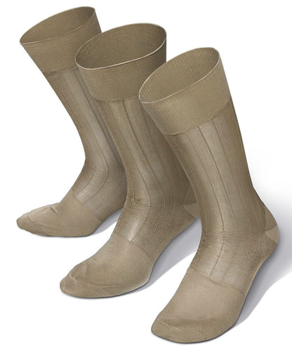Vittorio Farina Men's Ribbed Shear Nylon Anklet Dress Socks - Taupe - Socks - Vittorio Farina