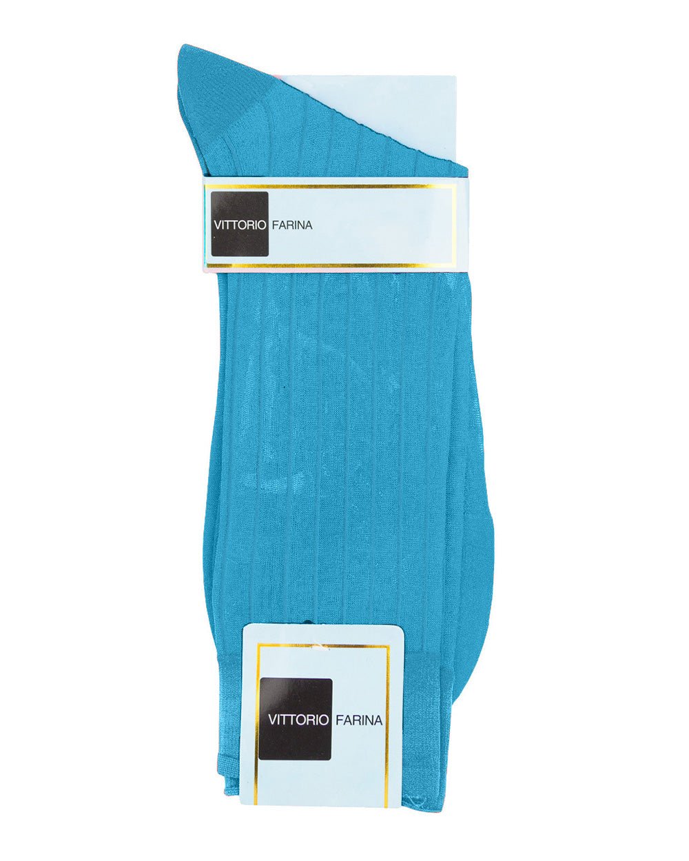 Vittorio Farina Men's Ribbed Shear Nylon Anklet Dress Socks - Turquoise - Socks - Vittorio Farina