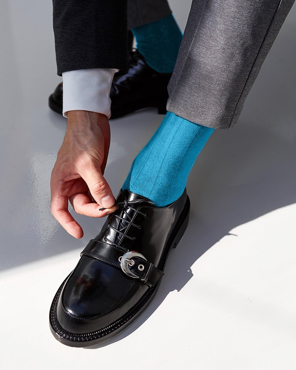 Vittorio Farina Men's Ribbed Shear Nylon Anklet Dress Socks - Black - Socks - Vittorio Farina