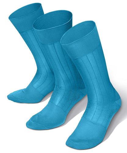 Vittorio Farina Men's Ribbed Shear Nylon Anklet Dress Socks - Turquoise - Socks - Vittorio Farina