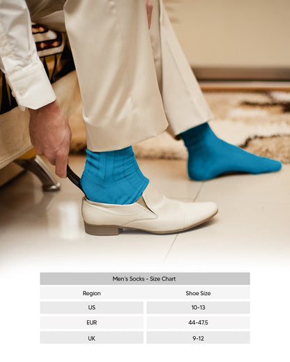 Vittorio Farina Men's Ribbed Shear Nylon Anklet Dress Socks - Turquoise - Socks - Vittorio Farina