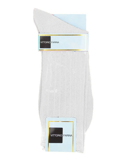 Vittorio Farina Men's Ribbed Shear Nylon Anklet Dress Socks - White - Socks - Vittorio Farina