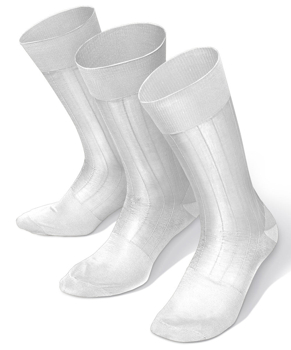 Vittorio Farina Men's Ribbed Shear Nylon Anklet Dress Socks - White - Socks - Vittorio Farina