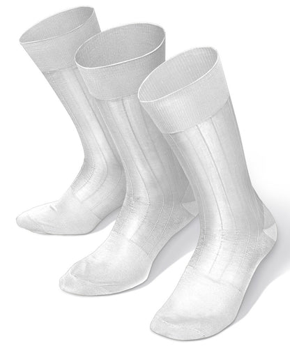 Vittorio Farina Men's Ribbed Shear Nylon Anklet Dress Socks - White - Socks - Vittorio Farina