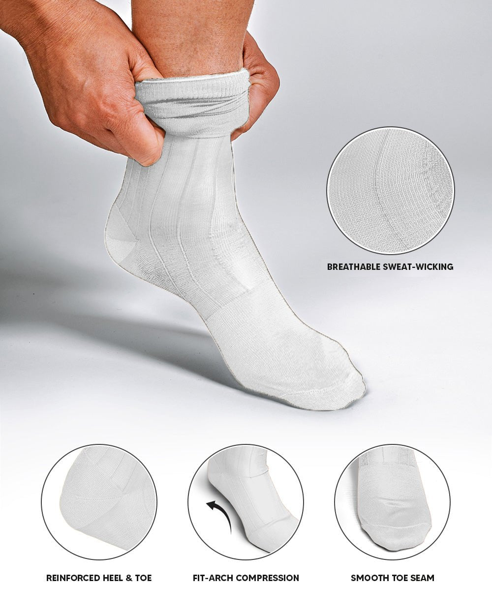 Vittorio Farina Men's Ribbed Shear Nylon Anklet Dress Socks - White - Socks - Vittorio Farina