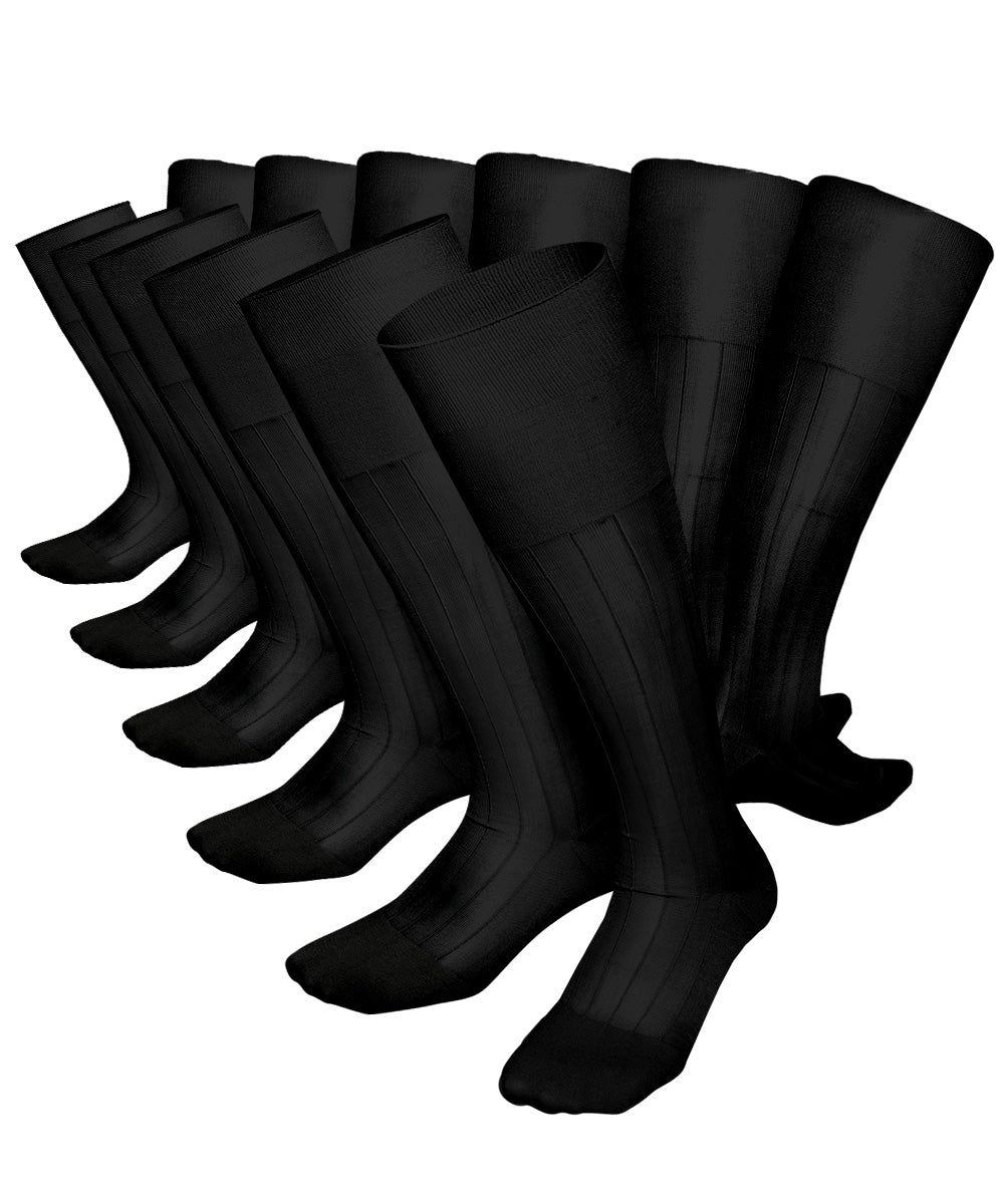 Vittorio Farina Men's Ribbed Shear Nylon Over The Calf Dress Socks - Black - Socks - Vittorio Farina