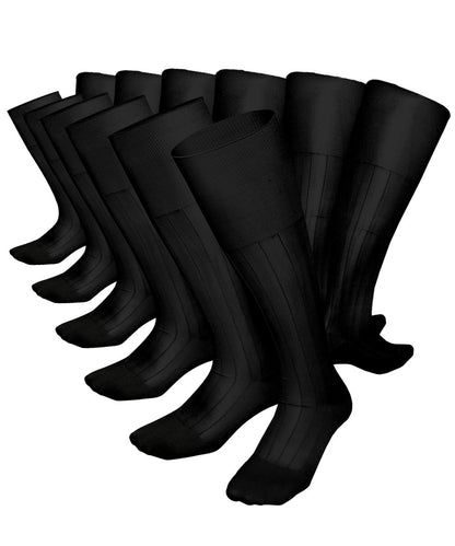 Vittorio Farina Men's Ribbed Shear Nylon Over The Calf Dress Socks - Black - Socks - Vittorio Farina