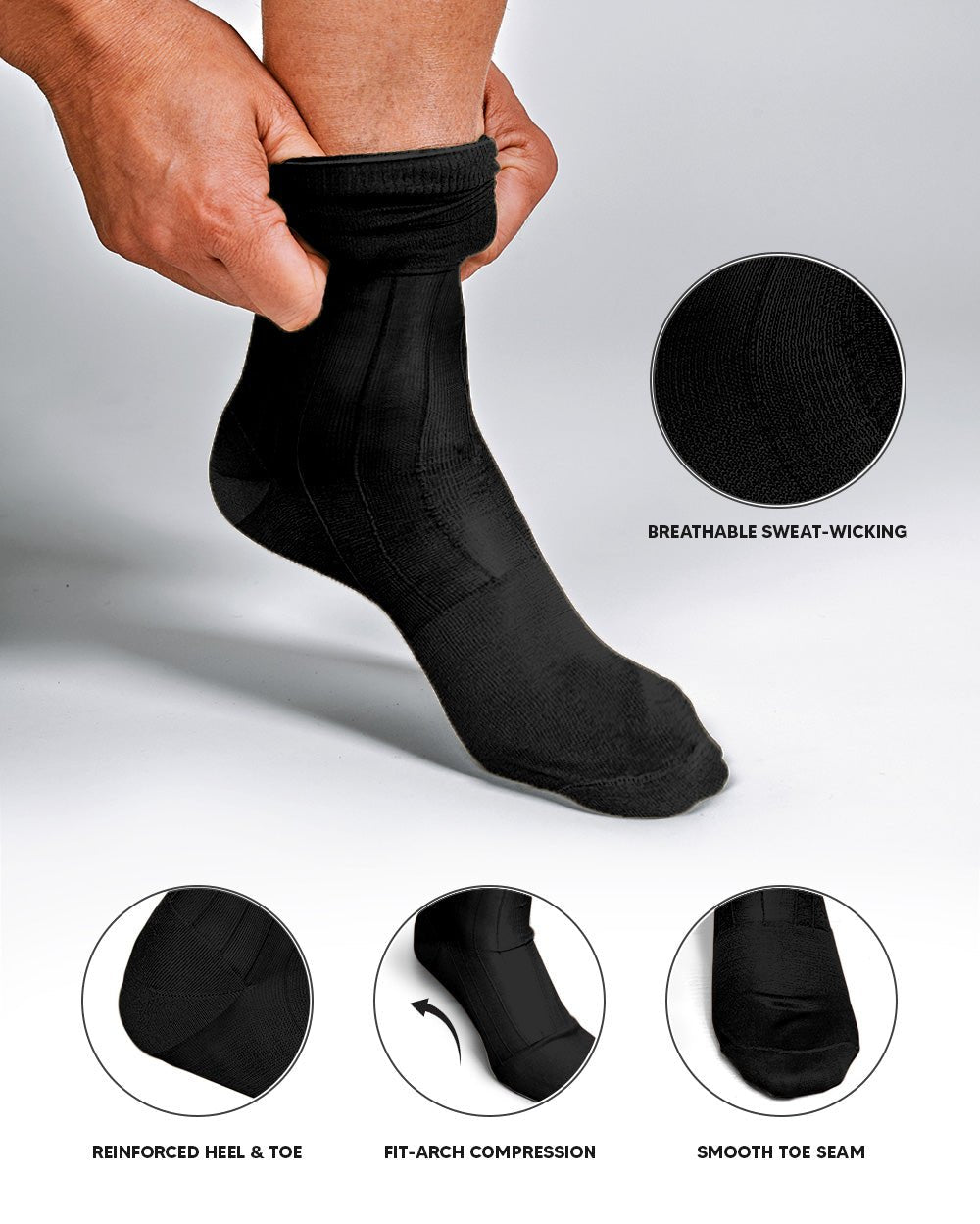 Vittorio Farina Men's Ribbed Shear Nylon Over The Calf Dress Socks - Black - Socks - Vittorio Farina