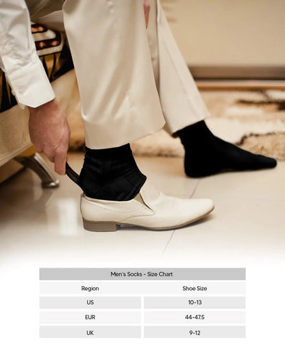 Vittorio Farina Men's Ribbed Shear Nylon Over The Calf Dress Socks - Black - Socks - Vittorio Farina