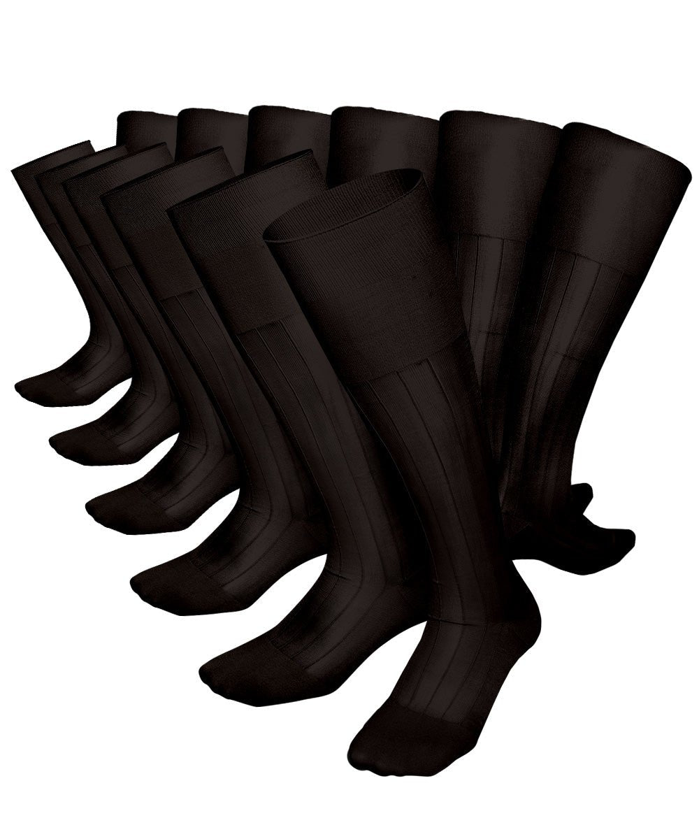 Vittorio Farina Men's Ribbed Shear Nylon Over The Calf Dress Socks - Brown - Socks - Vittorio Farina