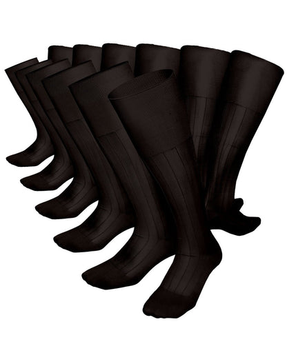 Vittorio Farina Men's Ribbed Shear Nylon Over The Calf Dress Socks - Brown - Socks - Vittorio Farina