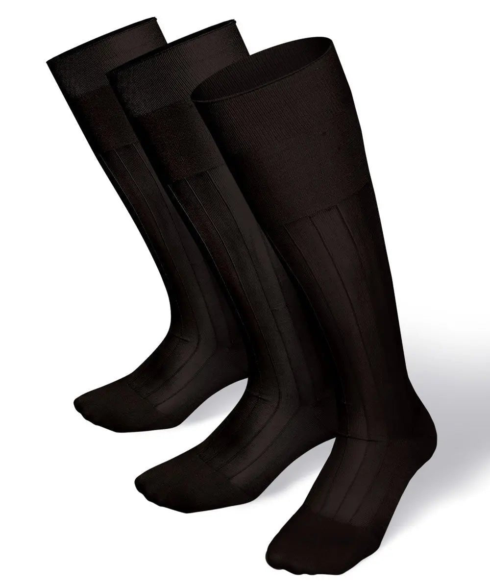 Vittorio Farina Men's Ribbed Shear Nylon Over The Calf Dress Socks - Brown - Socks - Vittorio Farina