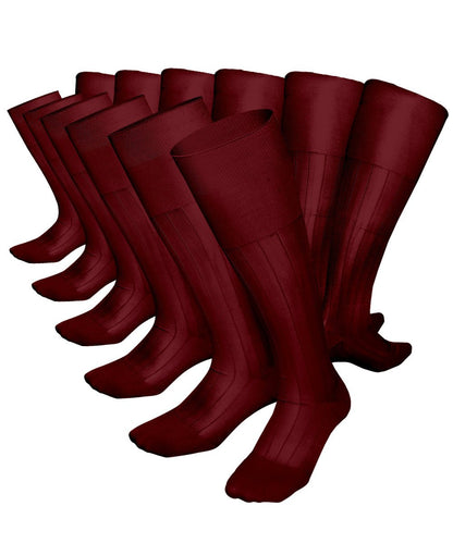 Vittorio Farina Men's Ribbed Shear Nylon Over The Calf Dress Socks - Burgundy - Socks - Vittorio Farina