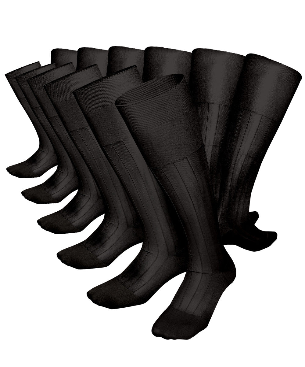 Vittorio Farina Men's Ribbed Shear Nylon Over The Calf Dress Socks - Charcoal - Socks - Vittorio Farina