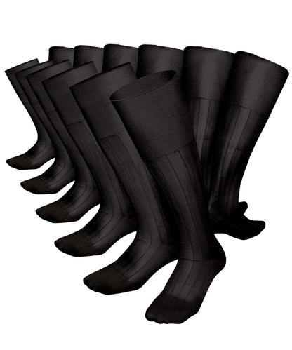 Vittorio Farina Men's Ribbed Shear Nylon Over The Calf Dress Socks - Charcoal - Socks - Vittorio Farina