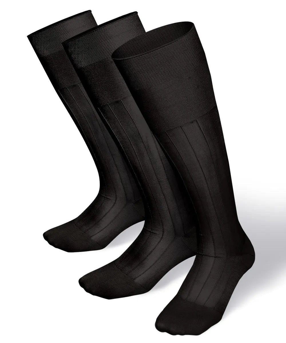 Vittorio Farina Men's Ribbed Shear Nylon Over The Calf Dress Socks - Charcoal - Socks - Vittorio Farina