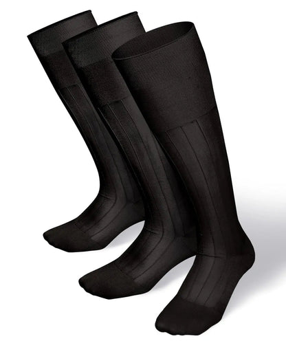 Vittorio Farina Men's Ribbed Shear Nylon Over The Calf Dress Socks - Charcoal - Socks - Vittorio Farina