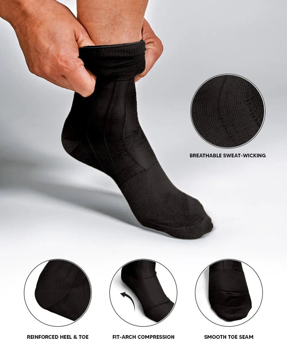 Vittorio Farina Men's Ribbed Shear Nylon Over The Calf Dress Socks - Charcoal - Socks - Vittorio Farina