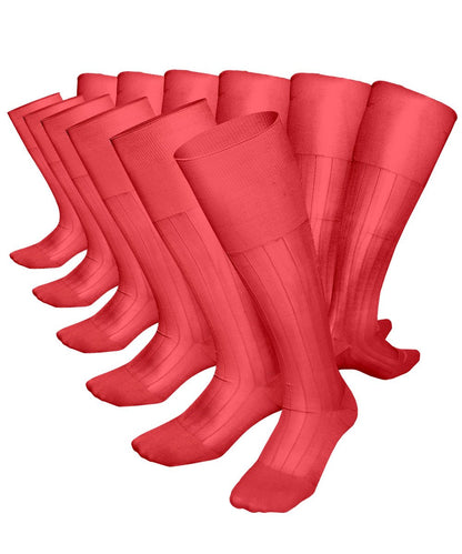 Vittorio Farina Men's Ribbed Shear Nylon Over The Calf Dress Socks - Coral - Socks - Vittorio Farina