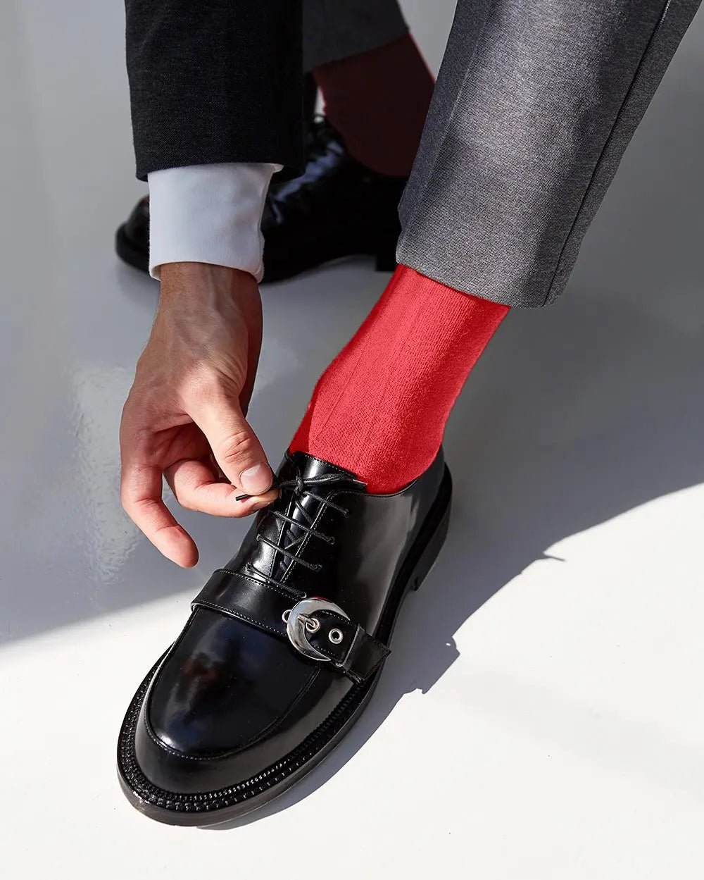 Vittorio Farina Men's Ribbed Shear Nylon Over The Calf Dress Socks - Coral - Socks - Vittorio Farina
